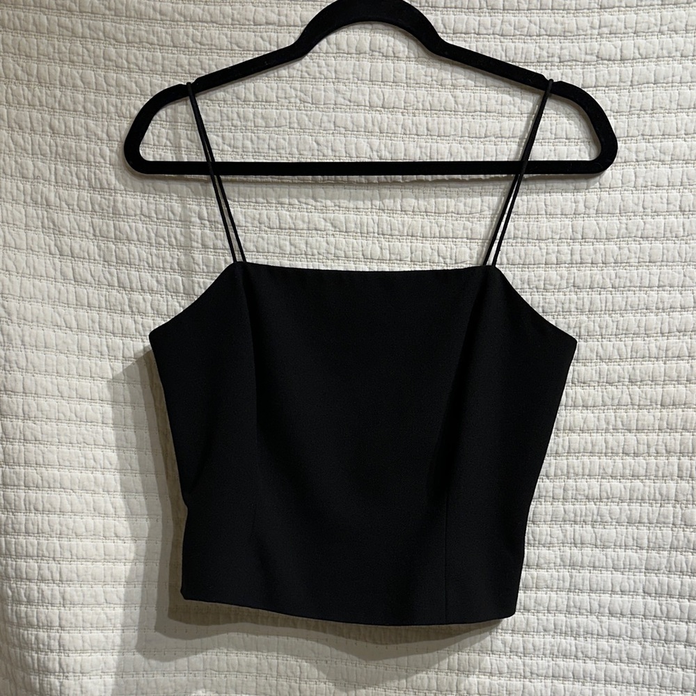 Ann Taylor Black Cami Spaghetti Strap Stretch Top With Side Zipper Size 10